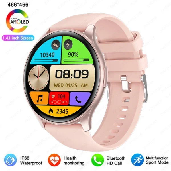 2025 New For Women Fashion 1.43 inches Bluetooth Call Smartwatch Women Men AMOLED 466*466 HD Pixel Display Smartwatches Ladies - Image 21