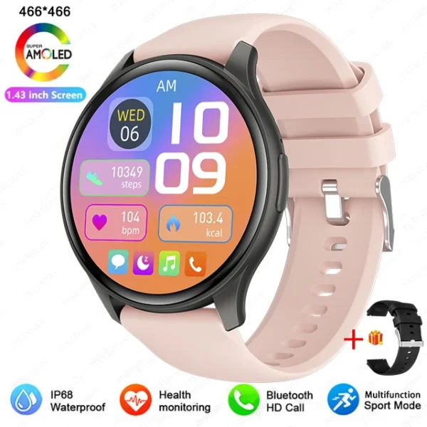 2025 New For Women Fashion 1.43 inches Bluetooth Call Smartwatch Women Men AMOLED 466*466 HD Pixel Display Smartwatches Ladies - Image 7