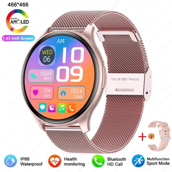 2025 New For Women Fashion 1.43 inches Bluetooth Call Smartwatch Women Men AMOLED 466*466 HD Pixel Display Smartwatches Ladies - Image 12