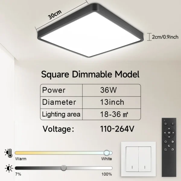 Dimmable Led Ceiling Lamps with RGB Backlight Remote Control Ceiling Light 110-265V Smart Light Fixture for Living Room ​Bedroom - Image 7