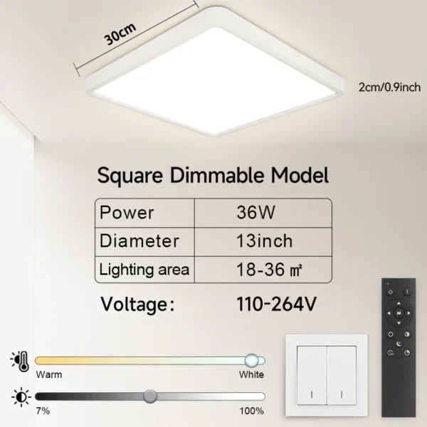 Dimmable Led Ceiling Lamps with RGB Backlight Remote Control Ceiling Light 110-265V Smart Light Fixture for Living Room ​Bedroom - Image 8