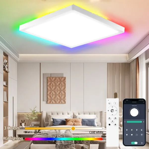 Dimmable Led Ceiling Lamps with RGB Backlight Remote Control Ceiling Light 110-265V Smart Light Fixture for Living Room ​Bedroom