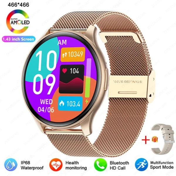 2025 New For Women Fashion 1.43 inches Bluetooth Call Smartwatch Women Men AMOLED 466*466 HD Pixel Display Smartwatches Ladies - Image 15